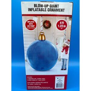 Giant Christmas Inflatable Blue Ornament 4ft Outdoor Holiday Decoration